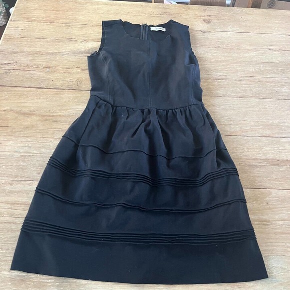 Madewell Black Raw Hem Sheath Dress Little Black Size XS Fit Flare - Picture 2 of 5